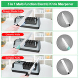 YOORLEAY 5 in 1 Electric Knife Sharpener-3 Rotational Speed Adjustable Electric Knife Sharpeners, Suitable for Straight Blade Knives, Serrated Knives, Meat Cleaver Knives, Ceramic Knives&Scissors