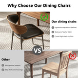 DinaiteEain Faux Leather Dining Chairs Set of 2, Mid Century Armless Black