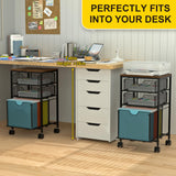BOHDK Rolling File Cart with 3 Storage Drawers, Wood & Mesh Hanging File Folder Organizer with Wheels Under Desk, File Cabinets, Black
