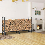 Mr IRONSTONE 8FT Firewood Rack Outdoor with Fabric Mesh for Storing Logs of Various Size, Heavy Duty Fire Wood Racks Holds Up to 4000LBS, Fireplace Log Holder Wood Pile Storage Stacker Organizer