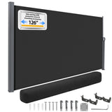 Side Awning with Privacy Screen Protection, Carbon Gray Waterproof & UV-Resistant Outdoor Side Pull Shade for Patios