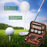 HIRQUITICKE Golf Gift Sets for Men & Women - Golf Accessories Set with Case, Golf Balls, Rangefinder + More (Brown)