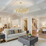 kvtinmty 16-Light Modern Large Crystal Chandelier for Dining Room, 48" Round Gold Crystal Tree Branche Chandelier, Living Room Crystal Chandelier, Crystal Chandeliers for High Ceiling,Entryway,Foyer
