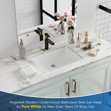Undermount Bathroom Sink Rectangle, Hugsleek Interior Bowl Size 18 x 13 inch White Porcelain Ceramic Vessel Sink Under Counter Exterior Size 20x15in Rectangular Bath Sink Basin Lavatory Fireclay
