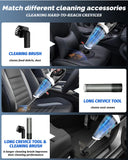 BRL Handheld Vacuum Cordless, Car Vacuum Cleaner with Powerful Suction, 2 Modes Mini Hand Vacuum, Dry & Wet, LED Light, Portable Vacuum for Car Pet Hair, Home, Office, Keyboards White Sliver