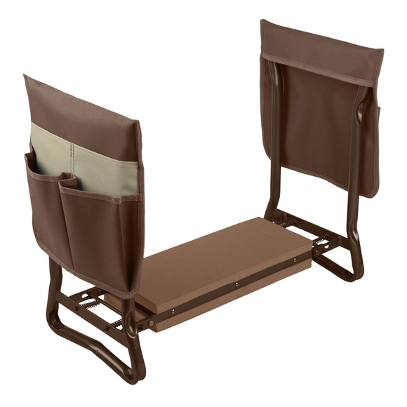 Pure Garden Garden Kneeler and Seat - Kneeling Pad Garden Stool with Tool Pouches - Gardening Gifts for Mom, Dad, Seniors, or Grandparents (Brown)