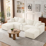 127'' Modular Boneless Couch,U Shaped Sectional Sofa for Living Room-Beige
