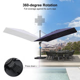 PURPLE LEAF Patio Telescopic Umbrella 11.5' x 11.5' Up Down Lifting Navy
