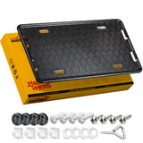 DCRCFIBER 100% Carbon Fiber License Plate Frame, All-Carbon Fiber snap-on 2/4-hole License Plate Frame, unobstructed View, Comes with Screw Covers and Shock-Absorbing Pads (Soccer Pattern)