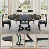 Itaar Round Extendable Dining Table Set for 4-6 People, 5-Piece Kitchen Table Set with 4 Cushion Chairs