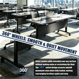 Modular Conference Tables with Silent Wheels and 2 Cable Grommets Modern Flip-Top Training Table