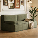 DinaiteEain 79" Convertible Sofa Bed, Modern Upholstered Fabric Sleeper Sofa with Solid Wood Frame & High-Density Foam, Folding Futon Couch for Living Room, Apartment or Guest Room, Green