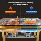 Chafing Dishes for Buffet 4 Pack, 8Qt [Multi-Size Food Pans] High Grade Chafing Dish Buffet Set Rolled-Edge Stacking Design [Easy Storage] Buffet Servers Food Warmers for Parties, Events & Weddings