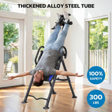 YOLEO Gravity Inversion Table for Back Pain Relief 2026 New Inversion Table w/Lumbar Support Easy to Assemble Back Stretcher Machine 300 lbs (Grayish Blue)
