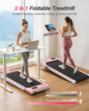 WELLFIT Foldable Treadmill with Incline, 320 LBS Capacity Walking Pad with Handle Bar, Portable Walking Pad Treadmills for Home
