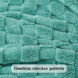NEWCOSPLAY Super Soft Twin Blanket Mint Green Premium Silky Flannel Fleece 3D Checkered Lightweight Bed Blanket All Season Use (Mint Green Checkered, Twin(60"x80"))