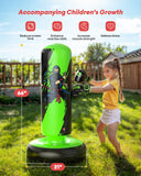 QPAU Punching Bag for Kids, 66 Inch Stable Inflatable Boxing Bag with Boxing Gloves, Stand Kids Punching Bag Toy for Boys & Girls Age 5-12, Boxing Set for Practicing Karate, Taekwondo, MMA QPAU