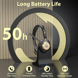 Earbay 5.3 Bluetooth Headset with USB Dongle & Noise Canceling Mic, Wireless Headset with Mic for Work, 50Hrs Playtime Wireless Headphones with Charge Dock & Mic Mute, for PC/Laptop/Phone/Teams/Zoom
