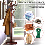 Coat Racks Free Standing with 14 Hooks, Natural Wood Coat Stands for Entryway, Adjustable Height 73 in (Mahogany) Sauqzoh