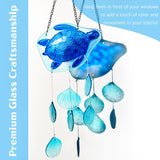 20 Inch Glass Sea Turtle Wind Chime Outdoor Beach House Decor