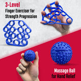 FitBeast Grip Strength Trainer, Hand Gripper Strengthener Kit - 6 Pack with Adjustable Resistance Forearm Strengthener, Forearm Exerciser and Massage Balls for Hand Therapy, Grip Training (Navy Blue)