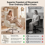 Cross Legged Office Chair with Footrest, Big and Tall Comfy Ergonomic Reclining Executive Chair Wide Seat with Flip-Down Armrests