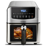 Stainless Steel Air Fryer Ceramic 12 in 1, Dual-Blazes in Steel Housing, 6QT 2-3 Servings Visible 8.27" Basket (Silver)