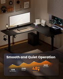 Inches Reversible L Shaped Standing Desk Height Adjustable, Electric Corner Computer Desk with Cup Holder