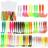 paddle tail swim baits Soft Fishing Lures Set Soft Fishing Lures,6.5cm/8cm Paddle Tail Swimbaits, 60 PCS Soft Plastic Baits with Curly Tails,paddle tail swimbaits Fishing Lures swim baits soft plastic