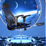 FLEXISPOT MasterEase Massage Office Chair with Footrest, High Back Ergonomic Desk Chair with Adjustable Headrest, 3D Armrests, 2D Lumbar Heated Massage, 4-Position Recline, Mesh Seat, Black