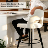 BONBEUR Swivel Counter Height Bar Stools Set of 4, 26 Inch Upholstered Counter Stools with Backs & Solid Rubberwood Legs, Modern Bar Stools for Kitchen Island, Home Pub, Cream White