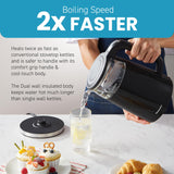 Double Wall Cool Touch Electric Tea Kettle, Glass Exterior, Real Time Temperature, Digital Touch-Screen | Black Elite Gourmet