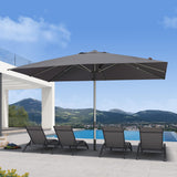 PURPLE LEAF Business Patio Umbrella 10' x 13' Semi Auto Lift, Grey