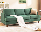 Busaurus 3 Seater Sofa Couch with Deep Seats, 89" Mid Century Modern Upholstered Sofa with Armrests, Comfy Couches for Living Room, Bedroom, Apartment and Office (Green)