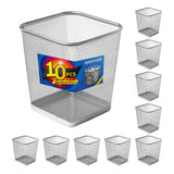 SHSYCER 10-Pack Silver Square Metal Trash Cans, 6 Gallon Capacity, Mesh Design, Non-Slip Base, Smooth Edges, Suitable for Office, Home, School