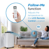 BLACK+DECKER Portable Air Conditioner with Heat, 14,000 BTU with 12,000 BTU Heating for Rooms Up To 700 Sq. Ft., Portable AC with Follow Me Remote Control, BPT10HWTB, White