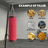 Soozier Punching Bag with Stand for Adults, 72.8"-90.9" Height Adjustable Freestanding Boxing Stand with Canvas Sandbag, Stable Triangular Base and 1" Weight Plate Storage for Home Gym MMA, Red