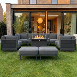LayinSun 11 Pieces Patio Furniture Set with Fire Pit Table