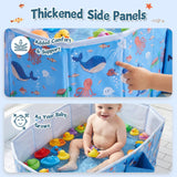 MORAIS Baby Bathtub Collapsible & Portable, Foldable Toddler Bath Tub with Dual Drain Plug and Padded Bottom, Travel & Shower Ready, Easy to Clean, Space-Saving Tub, 12 Months+