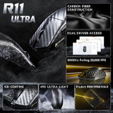 ATTACK SHARK R11 Ultra 8K Carbon Fiber Wireless Gaming Mouse,PAW3950MAX 42K DPI Sensor,49g Superlight Ergonomic Computer Mice with Tri-Mode,Cloud Driver for Win/Mac/PC Gamer,Weave Black&Tape