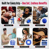 FitBeast Grip Strength Trainer, Hand Gripper Strengthener Kit - 6 Pack with Adjustable Resistance Forearm Strengthener, Forearm Exerciser and Massage Balls for Hand Therapy, Grip Training (Navy Blue)