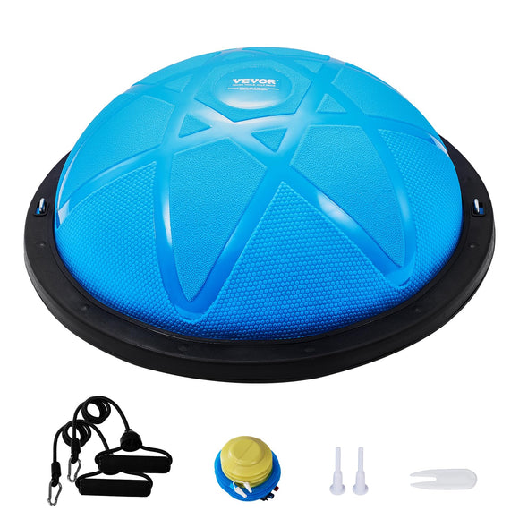 VEVOR Half Exercise Ball Trainer, 23 inch Balance Ball Trainer, 660 lbs Capacity Stability Ball, Yoga Ball with Resistance Bands and Pump, Strength Fitness Ball for Home Gym, Full Body Workouts, Blue VEVOR