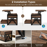 Memobarco 40" Lift Top Coffee Table,4 in 1 Multi-Function Lift Coffee Tables with Storage Drawers and Hidden Compartmen,Farmhouse Coffee Table with Lifting top for Living Room, Walnut