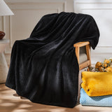 NEWCOSPLAY Super Soft Twin Blanket Black Premium Silky Flannel Fleece Leaves Pattern Lightweight Bed Blanket All Season Use (Black, Twin(60"x80"))
