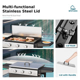 MFSTUDIO Flat Top Grill with Ceramic Coated Cast Iron Griddle, 3-Burner Propane Gas BBQ Griddle Grill, Outdoor Barbecue Grill,33,000 BTU,Black