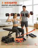 Rendpas Adjustable Dumbbells Set of 2, Select Weight Dumbbell Set, 5 in 1 Free Dumbbell Set with Anti-Slip Texture Handle, Weight Set For Home Gym Suit both Men and Women