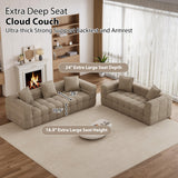 2 Pcs Modern Boneless Sofa for Living Room, Cloud Sectional,Light Brown