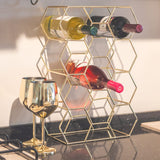 Gusto Nostro Countertop Wine Rack - 14 Bottle Freestanding Modern Gold Metal Small Wine Rack - 3 Tier Tabletop Wine Holder Stand for Cabinet, Pantry