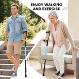 Carehofu Ergonomic Forearm Crutches Spring Assist Crutches for Adults,Comfortable and Height Adjustable Arm Crutches Forearm with Anti-Slip Base,Walking Crutches with Cuffs, Not a Pair (Blue)