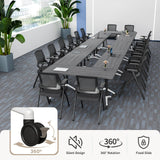 Jklmzpf Folding Conference Table with Wheels, Flip-Top Mobile Training Table Modular Conference Room Tables, Space Saving Seminar Meeting Tables for Office School Business Classroom(Gray 4PCS 47.2in)